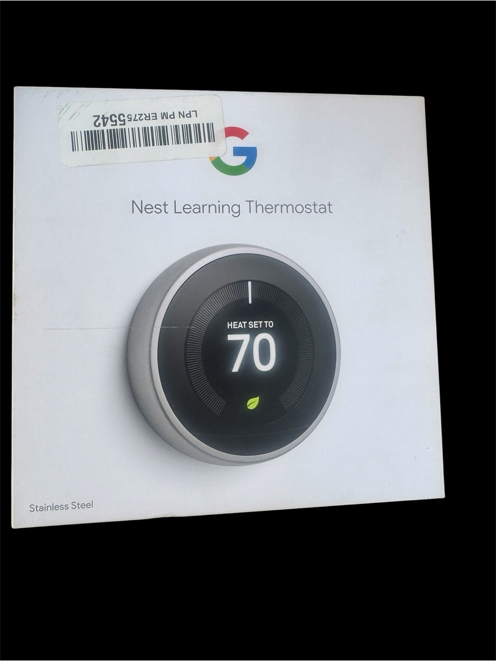 Google Nest Learning Thermostat - Stainless Steel, Black Display